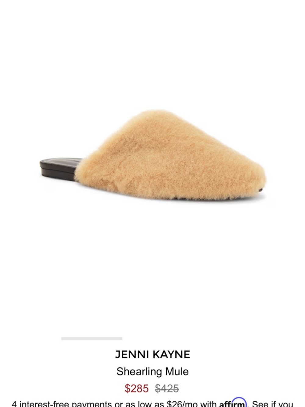 Jenni Kayne Camel Shearling Slip-On Mule - Picture 2 of 9